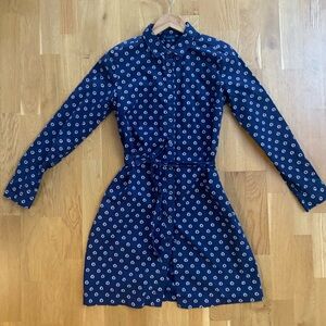 Tommy Hilfiger Navy Blue Floral Long-Sleeve Shirt Dress